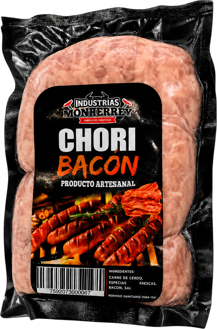 Empaque de Chori Bacón de Industrias Monterrey