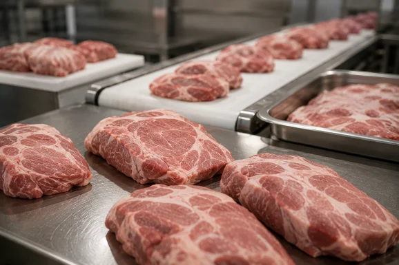 Selección de carne magra para los embutidos