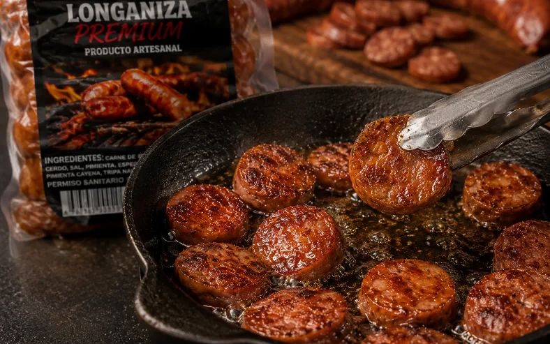 Longaniza frita en ruedas para acompañar el mangú